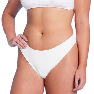 NWT White Front Scoop Waist Low Rise High Leg Cheeky Bikini Bottoms